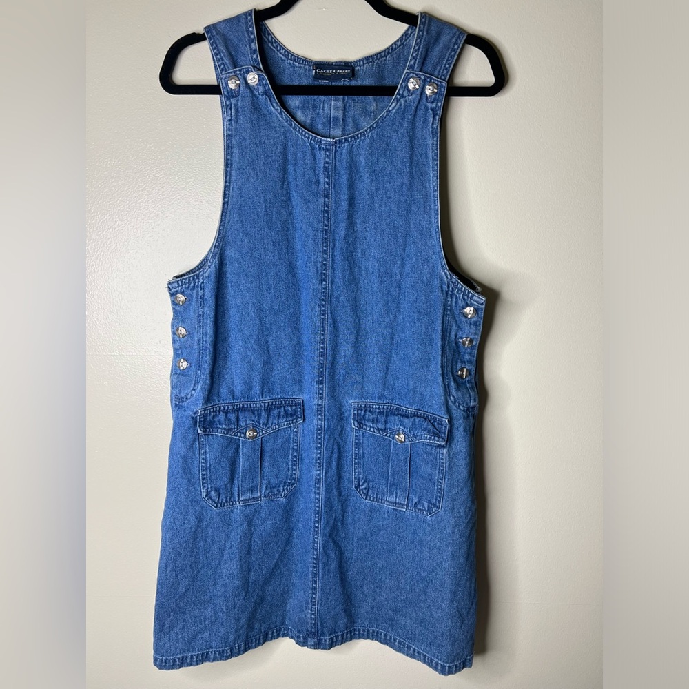 Vintage Denim Jumper Dress with Pockets